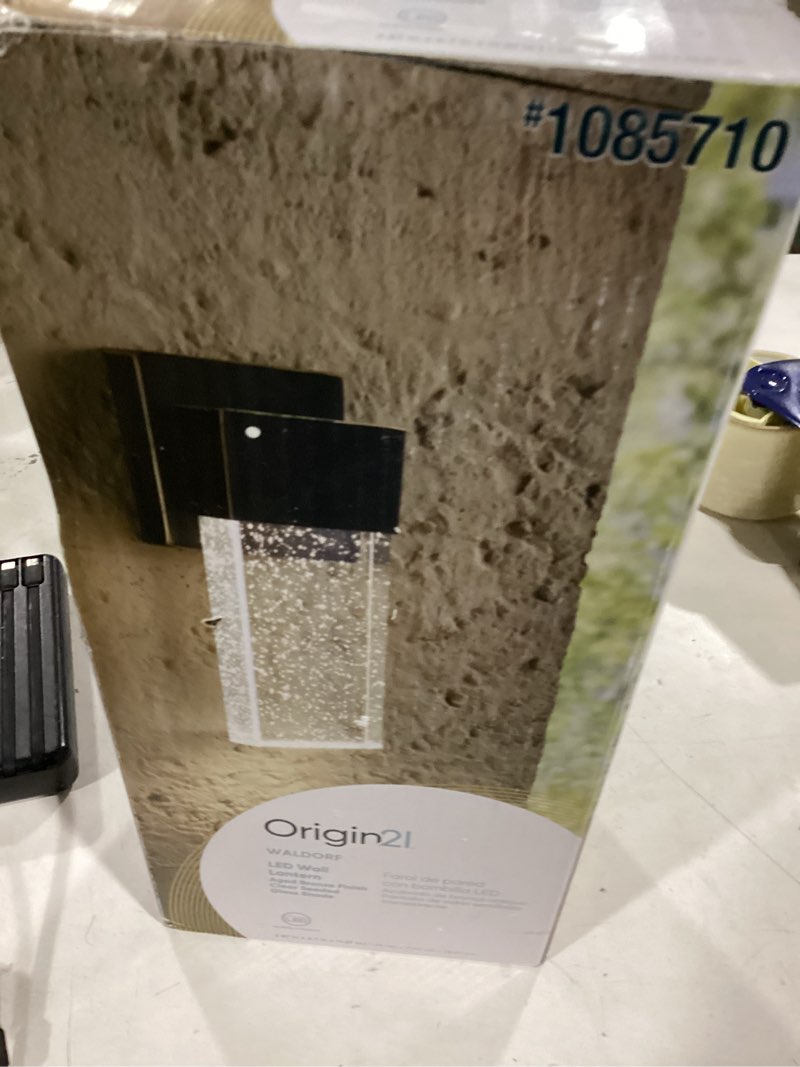 Condition photo showing As Is for Allen + Roth Waldorf  Outdoor Wall Light  (LED NOT WORKING)