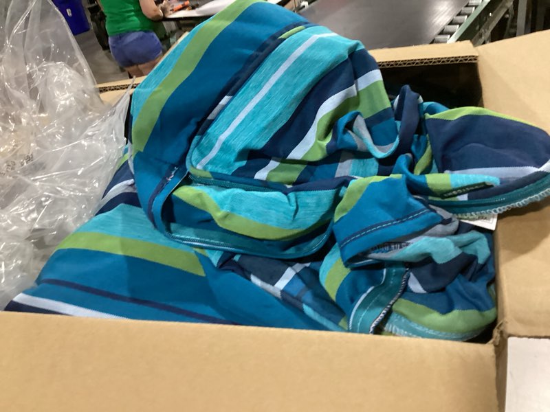 Condition photo showing Good Condition for honeycomb outdoor deep seat set, 24" w x 23", stripe poolside outdoor chair cushions