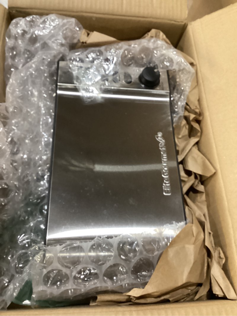 Condition photo showing New/Like New for Not tested!!!  Elite Gourmet ECT4400B# Long Slot 4 Slice Toaster, Countdown Timer, 6 Toast Setting, Defrost, Cancel Function, Built-in Warming Rack, Extra Wide Slots for Bagel Waffle, Stainless Steel