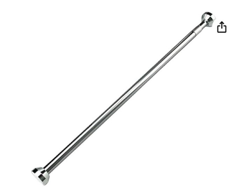 shower curtain rod, l-shaped shower curtain rod?stainless steel shower curtain rail with no drilling required, telescopic spring tension rod, round head 50mm non-slip abs base, for closet, bathroom, w