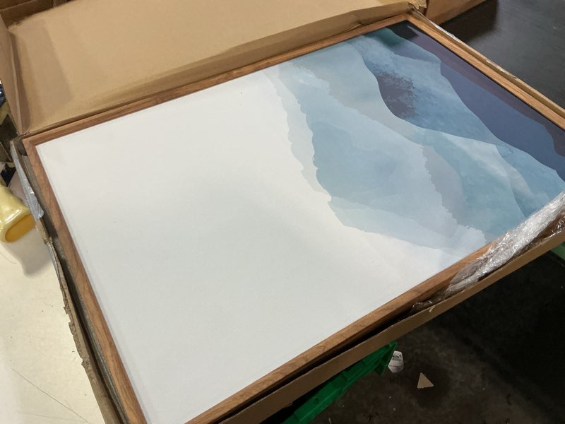 Condition photo showing Good Condition for bincue framed blue mountain wall decor fog blue ridge mountains wall art 16x24 inches minimalist landscape paintings framed mountains wall art decor simple landscape artwork for living room bedroom office set of 3 16"l x 24"w blue mountain