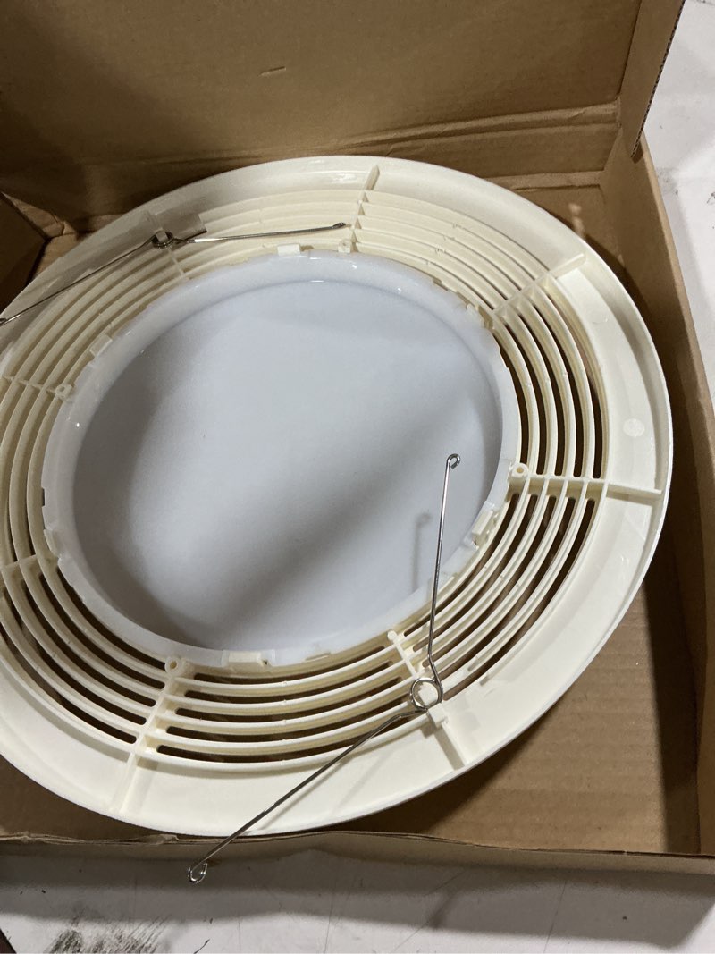 Condition photo showing As Is for s97017702 fan light grille assembly compatible with broan nutone15" round grill cover nt0461b000 85968000 ventilation fan light combos fits 750,751,n750,8663rp, 8664rp,8663rf,8673rp,vl3668rp
