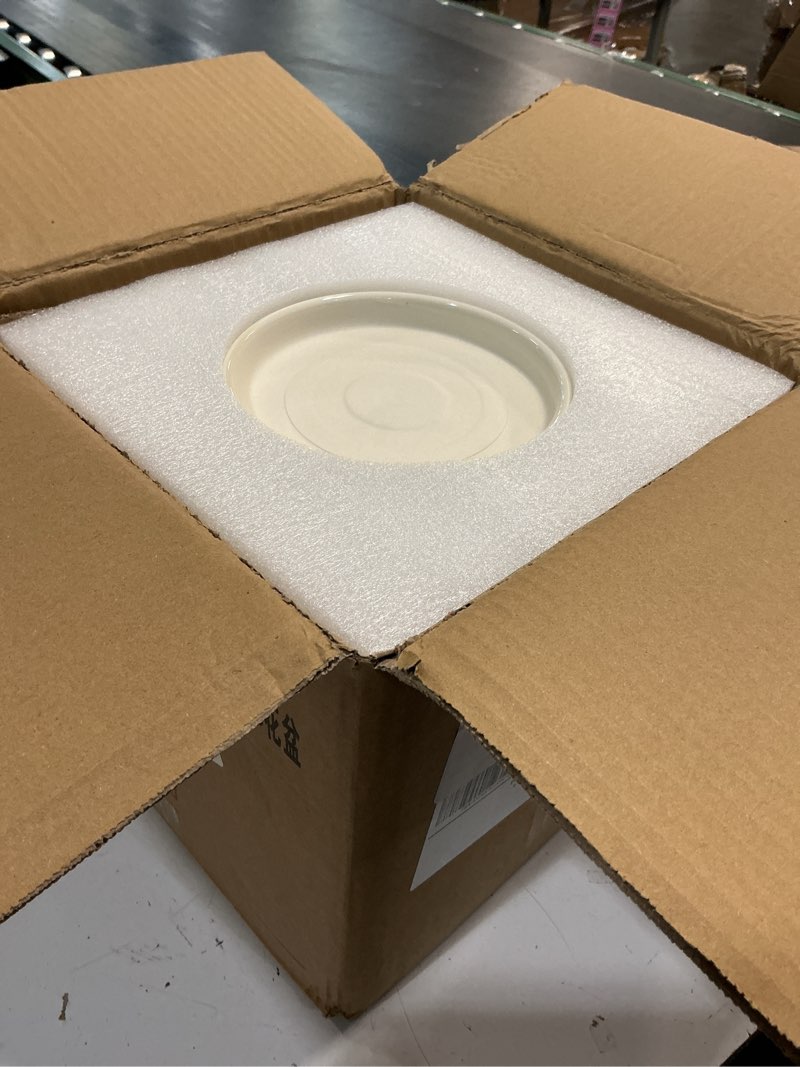 Condition photo showing New/Like New for indoor plant pot 8.2 inch - ceramic planter with drainage hole and saucer, boho round decorative flower pot for indoor outdoor flowers, plant lover gifts, office home garden patio decor, white 8 inch grasses white