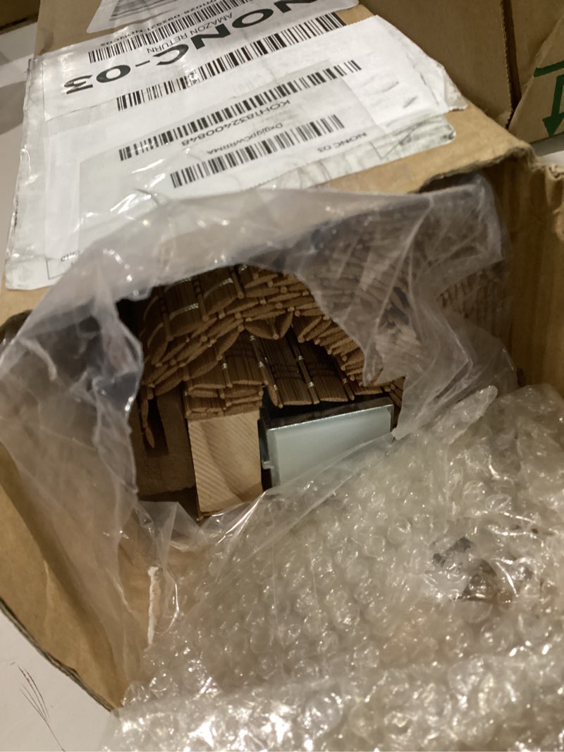 Condition photo showing Good Condition for LazBlinds No Tools No Drill Cordless Bamboo Roman Shades, Light Filtering Window Treatment, Roll Up Bamboo Blinds for Windows 23'' W x 64'' H, Brown Light Filtering-brown206 23" W x 64" H