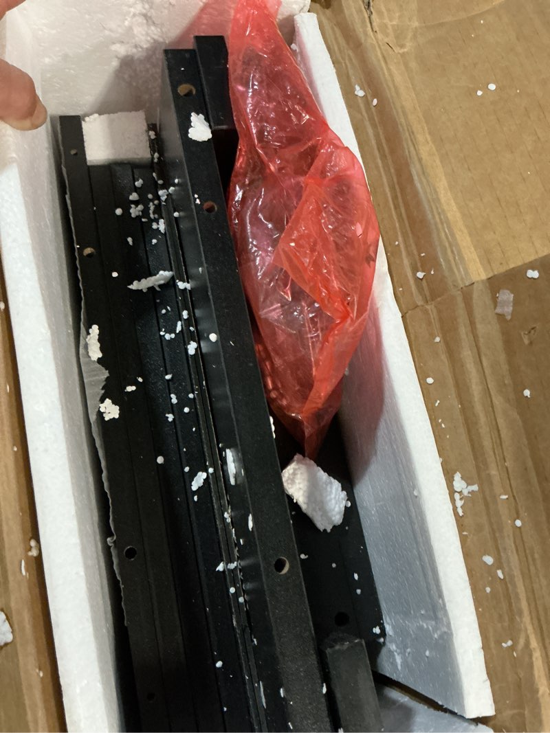 Condition photo showing As Is for homleke farmhouse shoe cabinet with 2 barn doors & wood legs, 5-tier shoe storage cabinet with 3 adjustable shelves, tall shoe rack organizer for closet, shoe organizer for entryway, hallway, black