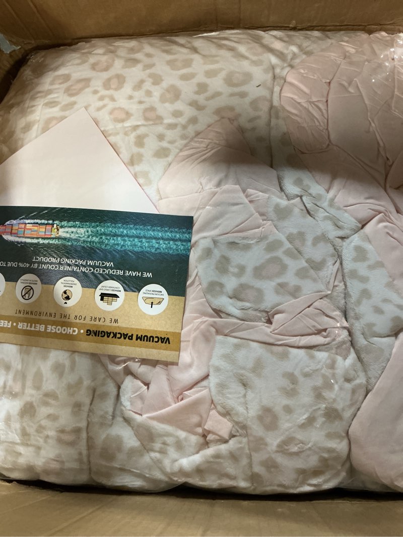 Condition photo showing New/Like New for Betsey Johnson - King Comforter Set, Reversible & Buttery-Soft Faux Fur Bedding w/Matching Pillowcases, Medium Weight for Year Round Use, 3 Piece Bed Sets (Betsey's Leopard Beige)