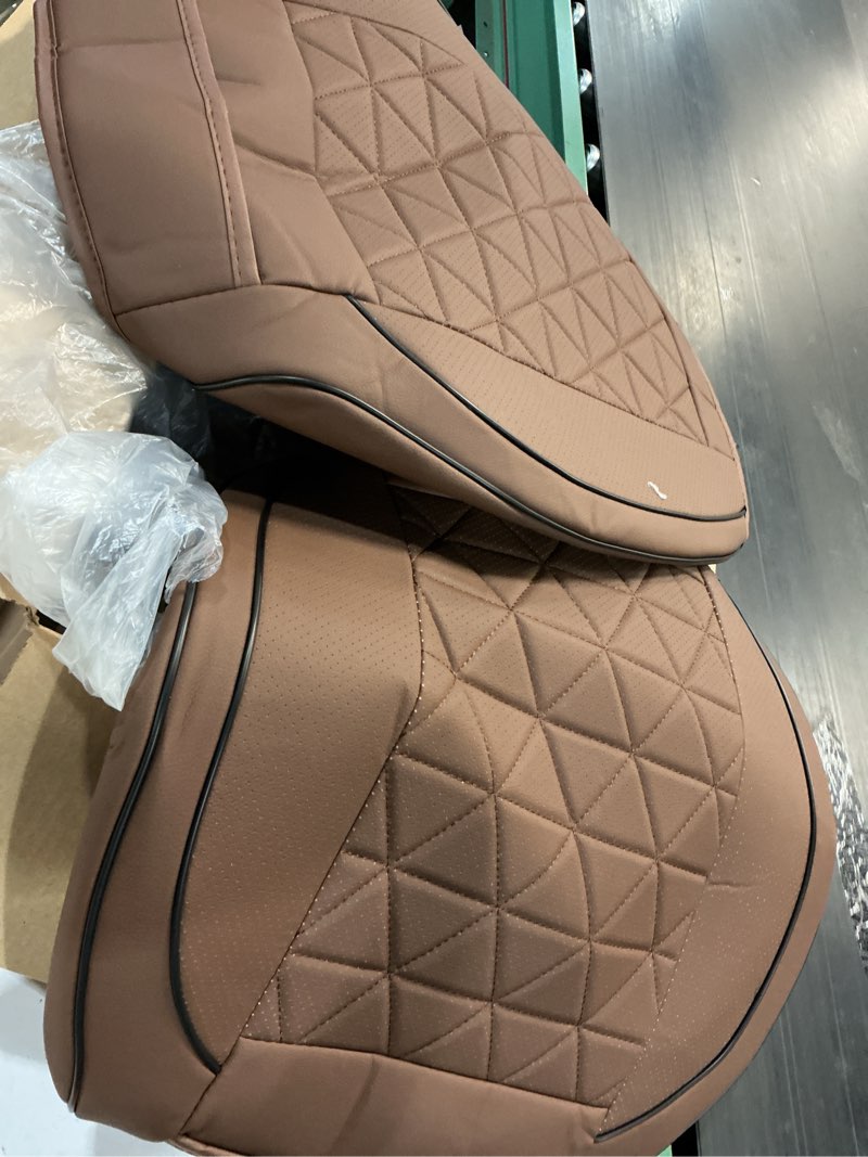 Condition photo showing Good Condition for leather front car seat cover - bottom car seat covers fully wrapped, non-slip, luxury appearance and comfort, fits most vehicles, 2 pack, brown brown 2 pack