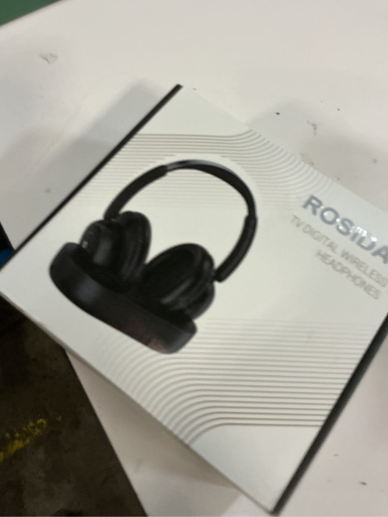Condition photo showing New/Like New for ROSIDA Wireless Headphones for TV Watching, Wireless Headphones for Seniors with Transmitter Charging Base, Bluetooth Headsets for TV, No Audio Delay, Gift for The Seniors or Parents, Black 1 headphones+1 transmitter with charging station