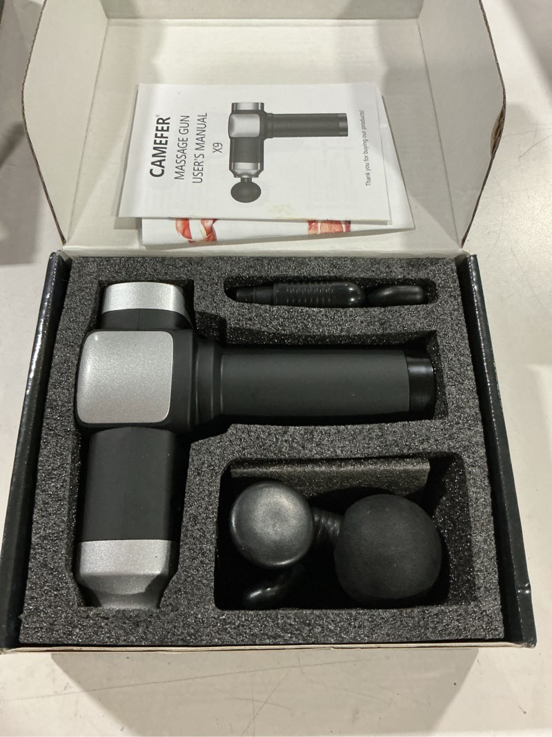 Condition photo showing Good Condition for deep tissue massage gun, portable percussion muscle massager with 30 speeds & 6 attachments, handheld electric back & neck massager for pain relief black