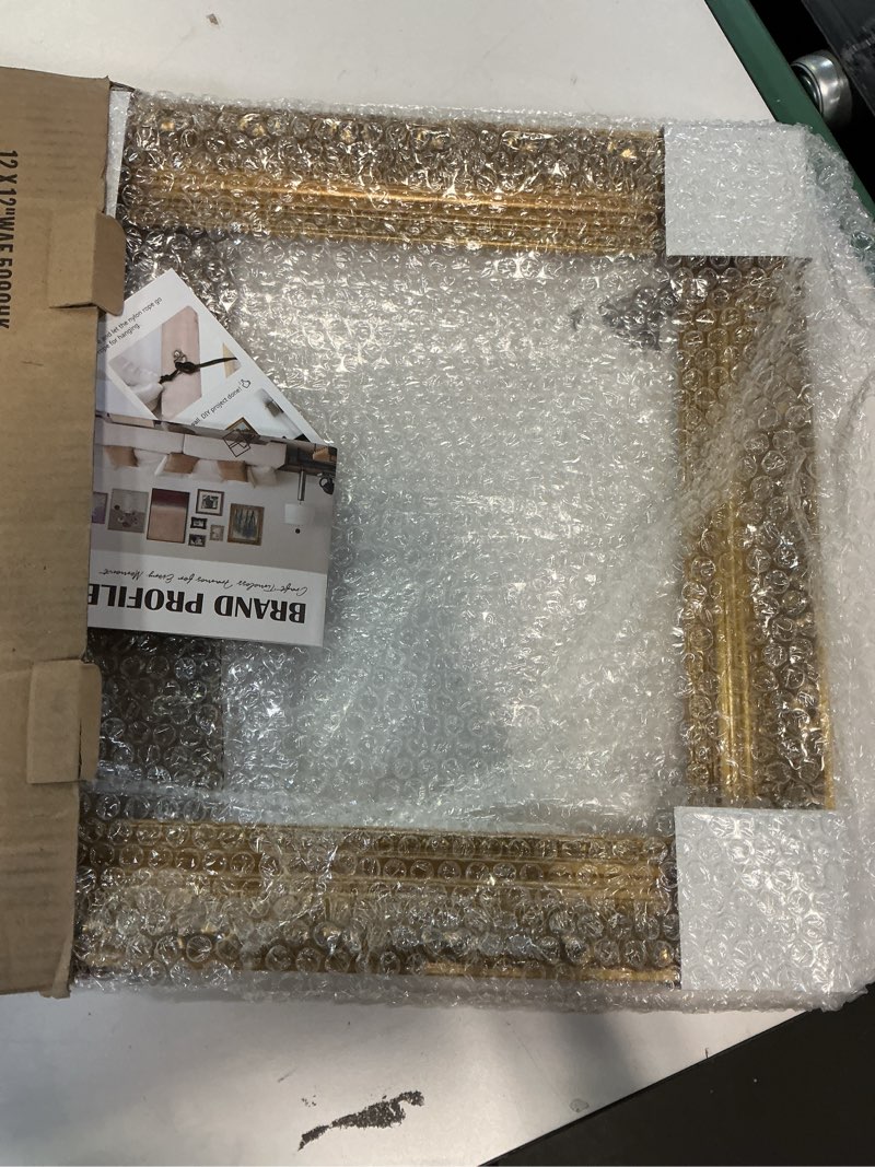 Condition photo showing Good Condition for FOLKOR Vintage Gold Frame for 12x12 Canvas Paintings, 2.4” Wide Finished Wood Ornate Frame for Oil Painting Art Prints Landscape Family Portrait, Victorian Antique Gallery Wall Decor(No Glass & Back) 12x12" Gold