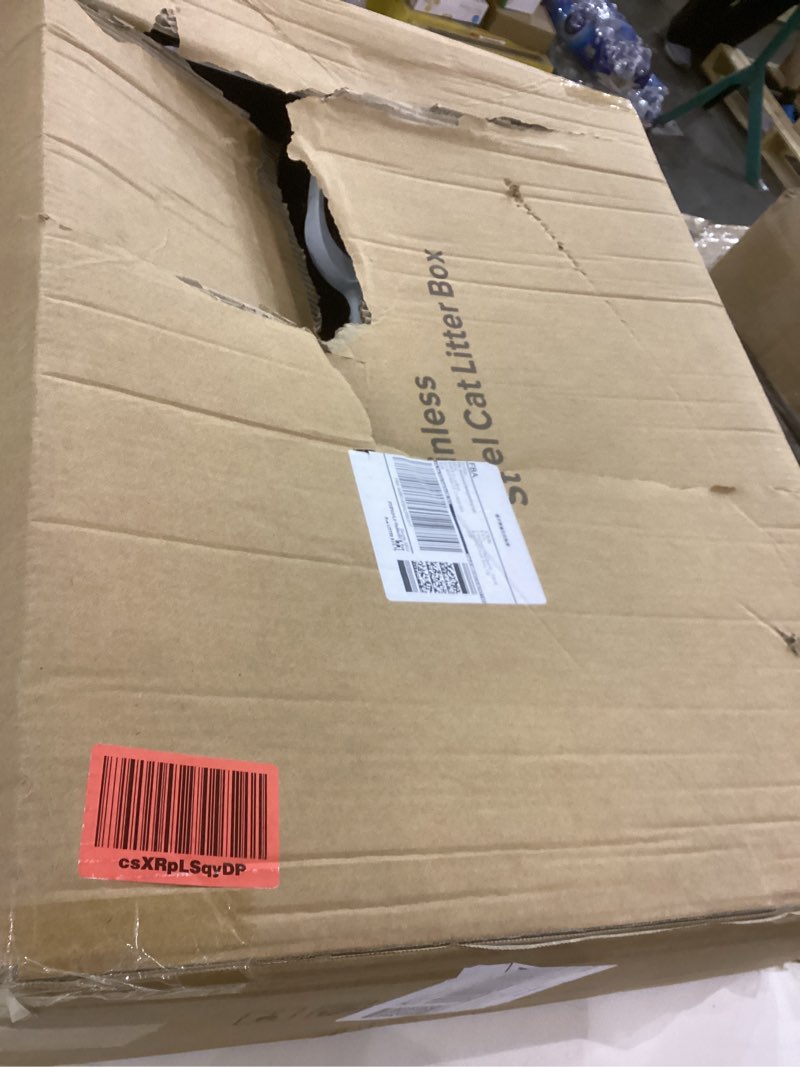 Condition photo showing Good Condition for Stainless Steel Litter Box Extra Large for Big Cats and Multi-Cats | Jumbo Extra Large Metal Cat Box with High Sided Lid, Anti-Urine Leakage, Non-Stick,Include Litter Scoop XXX-Large Silver Gray