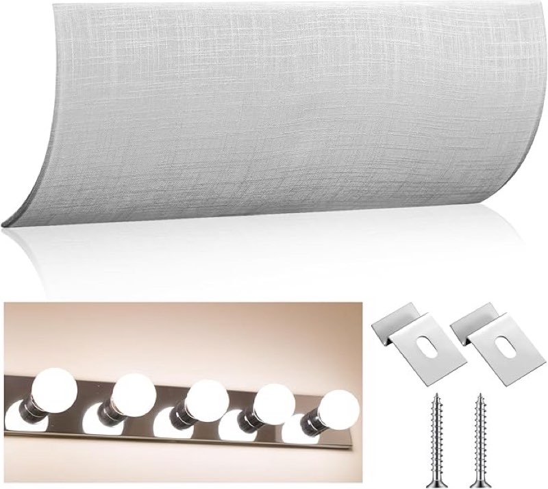 Geelin Moderne Vanity Light Cover Conversion Kit 26" W White Textured Fabric Bathroom Light Cover Shade DIY Lampshade (No Wiring) Stylish for Home Apartments Condo Residences