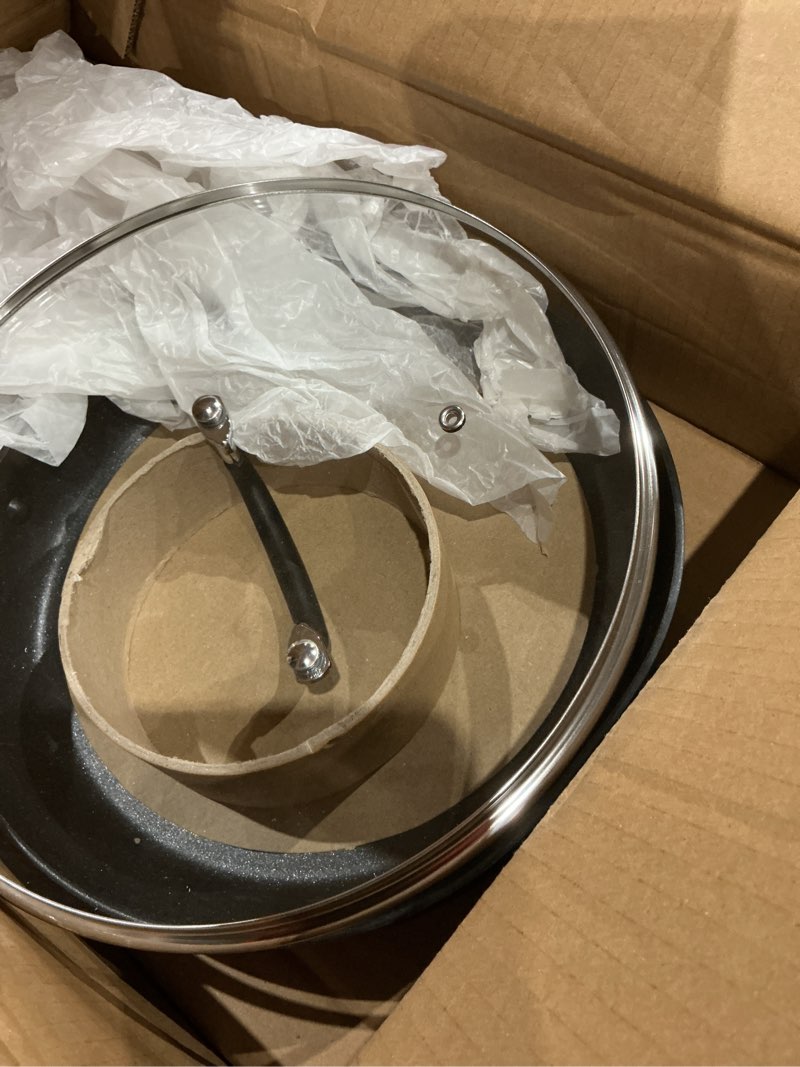Condition photo showing Good Condition for t-fal ultimate hard anodized nonstick fry pan with lid 12 inch, oven broiler safe 400f, lid safe 350f, cookware, pots and pans, kitchen frying pans, skillets, home, dishwasher safe, onyx hard anodized nonstick 12 inch