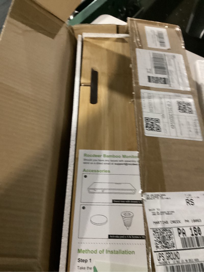 Condition photo showing New/Like New for Bamboo Monitor Stand Riser with Drawer, Ergonomic Computer Riser for Desk with Cable Management & Storage Organizer, Wood Monitor Stand for Home Office