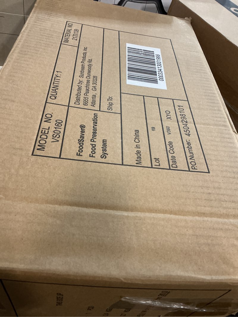 Condition photo showing As Is for FoodSaver Compact Vacuum Sealer Machine with Airtight Bags and Roll - Ideal for Sous Vide and Airtight Food Storage, White