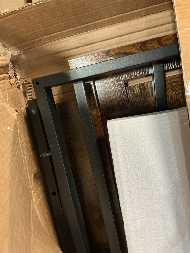 Condition photo showing Good Condition for Huuger 63 Inch L Shaped Desk with Power Outlets and USB-C Port, 0.95 Inch Thicker Desktop, Reversible Computer Desk, Larger Office Corner Gaming Desk, Metal Frame, for Home Office, Study, Rustic Brown 63inch with outlets Rustic Brown