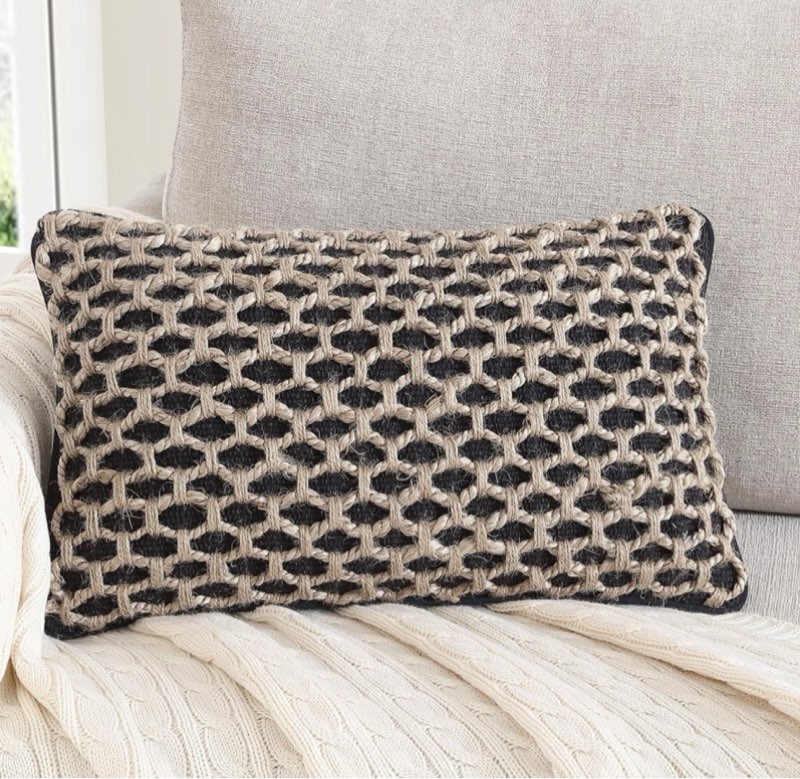 Boho Living Jada Decorative Throw, Includes Accent, Premium Woven Design, Living Room Décor, (1) 12" x 20" Pillow Cover with Insert, Indigo