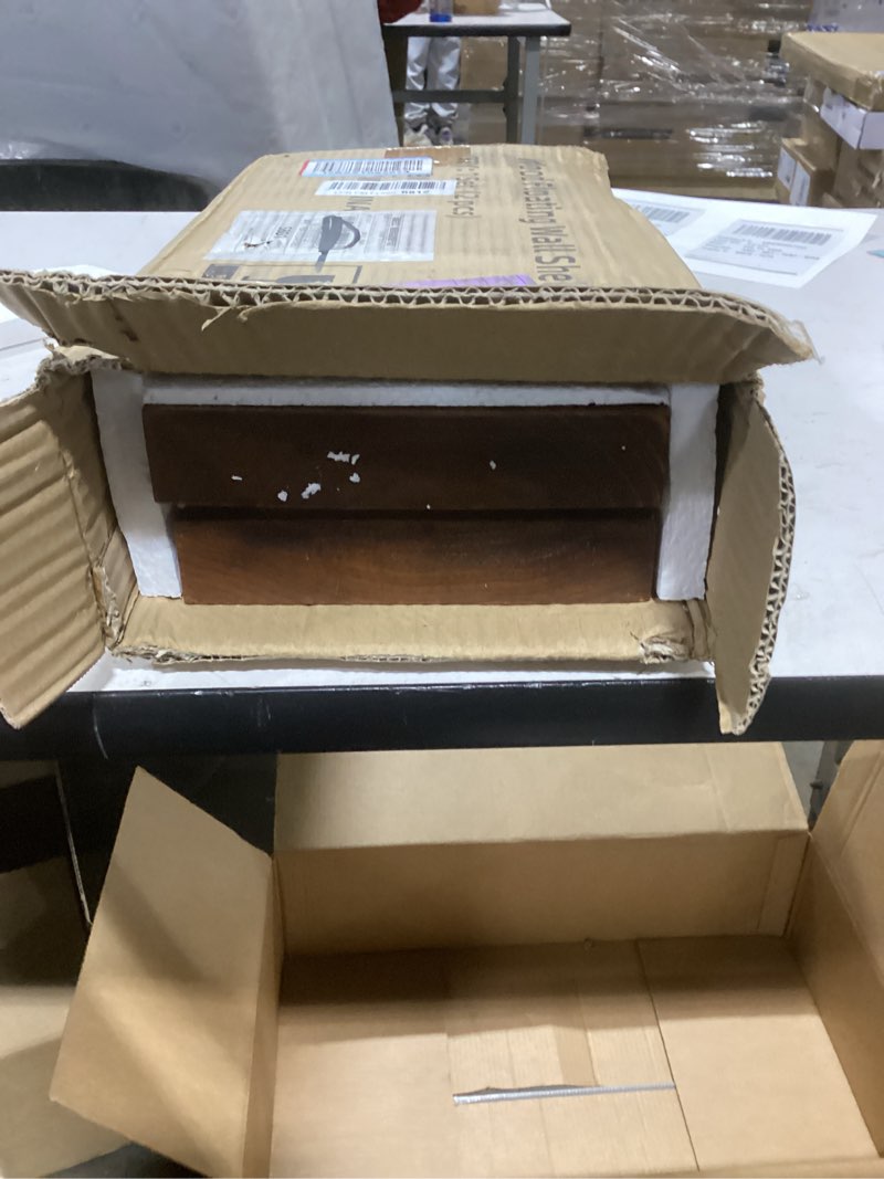 Condition photo showing Good Condition for Solid Wood Floating Shelves,15in Finished Real Wood Wall Shelves with Heavy-Duty Hidden Bracket, Easy Installation, Set of 2, 15in x 7.9in x 1.5in, for Living Room Bedroom Kitchen,Bronze 15in Bronze