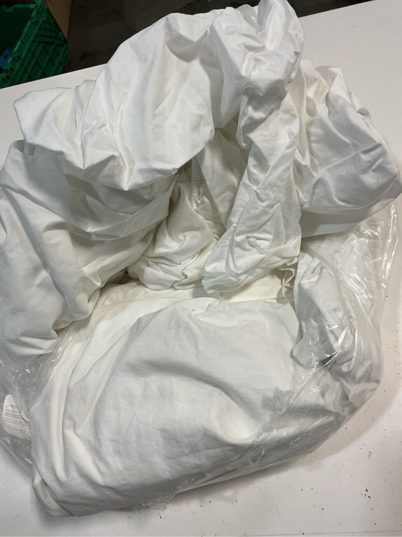 Condition photo showing As Is for quince organic crisp percale sheet set, king, white