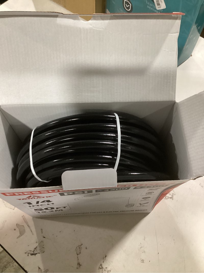 Condition photo showing Good Condition for yamatic pressure washer hose 50ft x 1/4", 3200 psi kink resistant oem-quality upgrade power washer replacement/extension with m22-14mm brass fittings for ryobi, troy bilt, greenworks, craftsman 50ft 3200psi