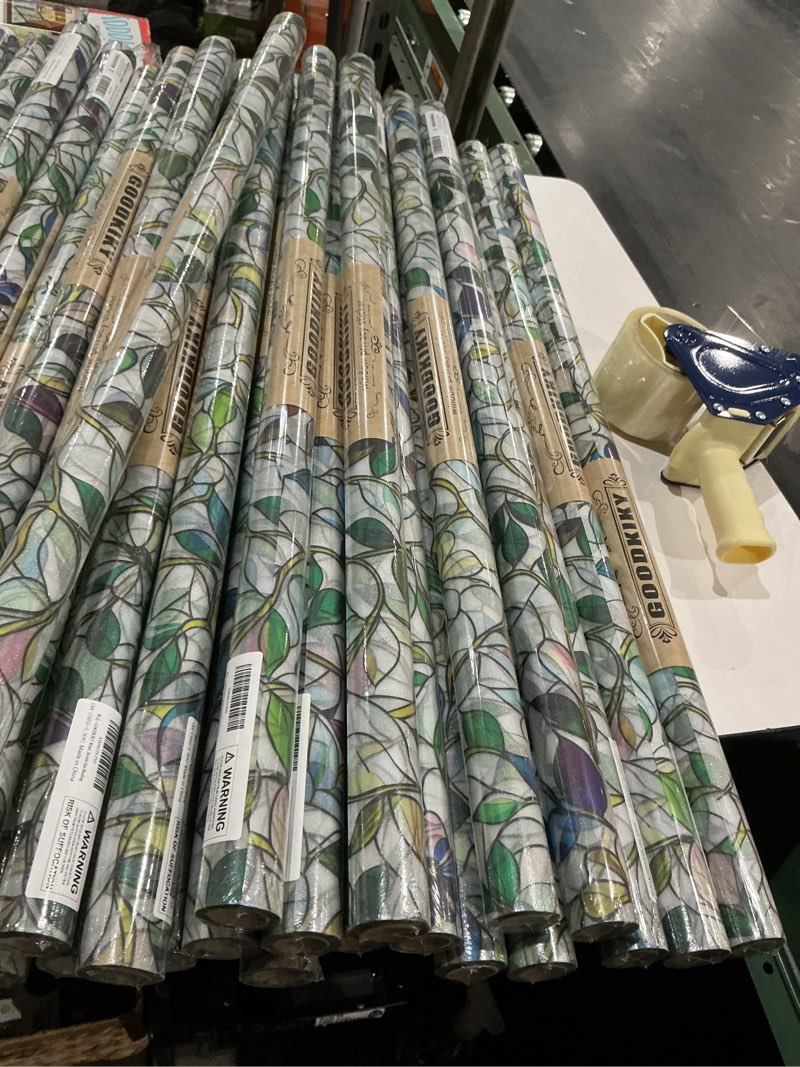Condition photo showing Good Condition for window film, frosted privacy, one way tint, uv block, heat insulation, anti-glare, static cling, renter friendly for home bathroom door frosted purple flower 35.5*78.5