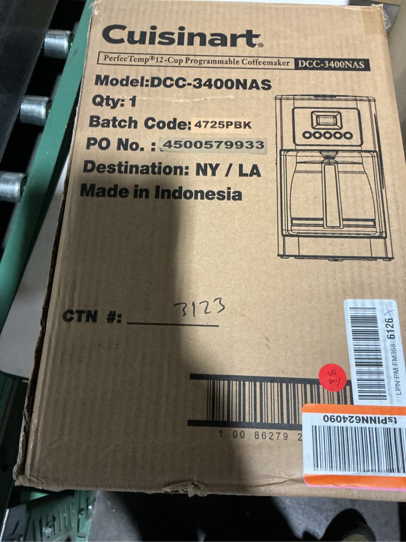 Condition photo showing Good Condition for cuisinart 12-cup coffee maker, programmable perfectemp thermal carafe coffee machine with 1-4 cup setting, brew strength control and brew pause, stainless steel, dcc-3400nas, silver