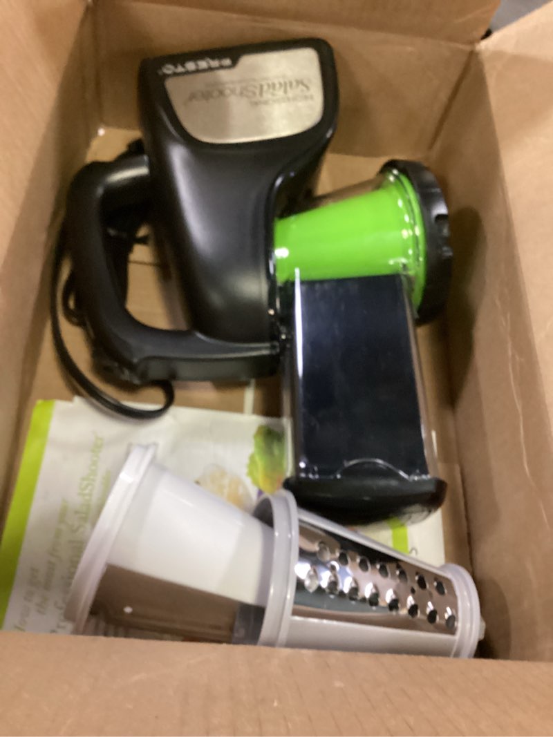 Condition photo showing As Is for Presto 02970 Professional SaladShooter Electric Slicer/Shredder, Black,1 count 1 Size Shredder