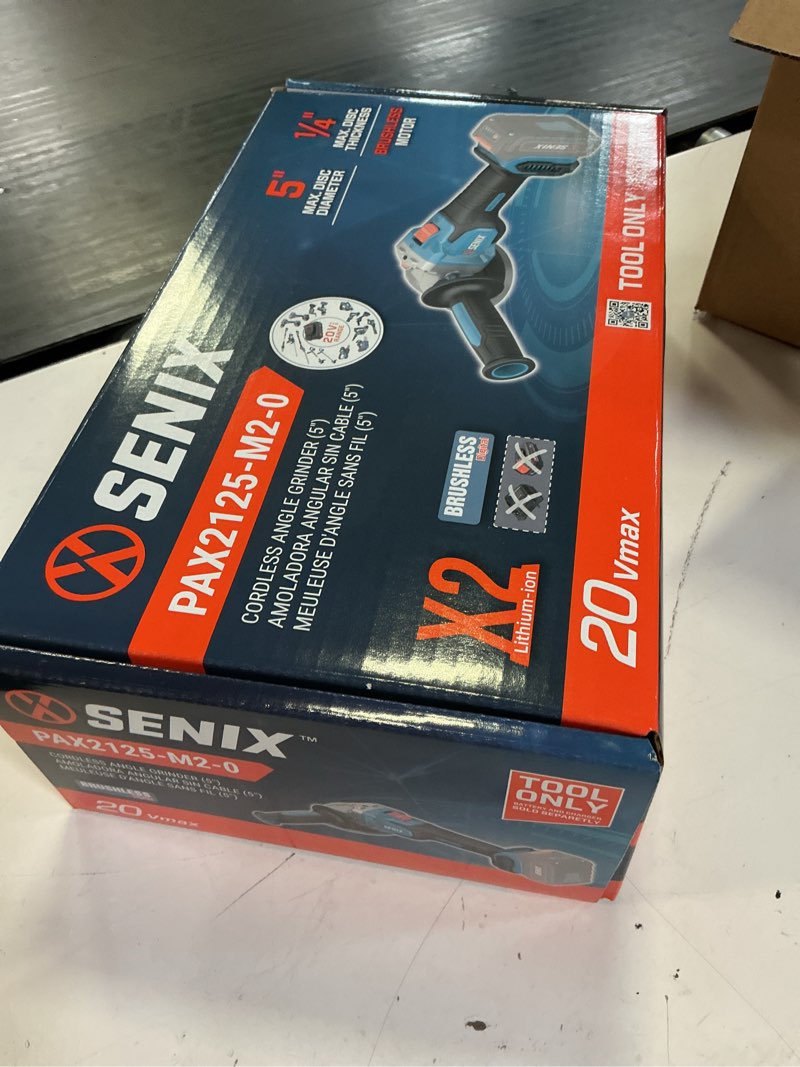 Condition photo showing New/Like New for senix x2 5-in 20-volt sliding switch brushless cordless angle grinder (battery and charger not included)