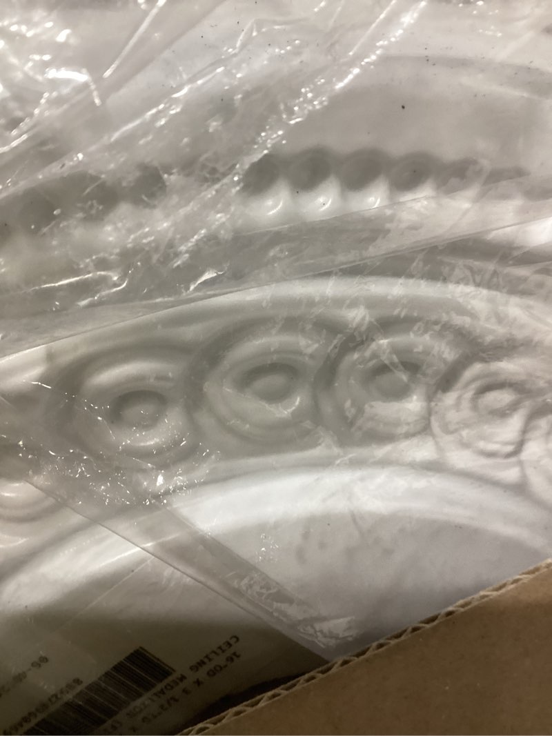 Condition photo showing New/Like New for ekena millwork cmp16co cole thermoformed pvc ceiling medallion (fits canopies up to 4 1/2"), 16"od x 3 1/2"id x 1"p 16"od unfinished