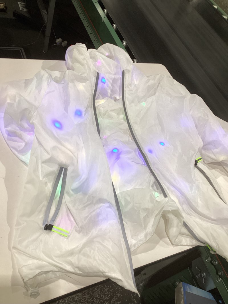 Condition photo showing Good Condition for (used)led light up jacket for women and men unisex novelty costume for burning man party carnivals halloween xmas raves white 3x-large