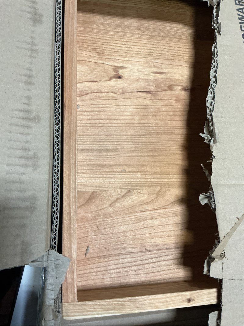 Condition photo showing Good Condition for MAONAME Large Cherry Wood Serving Tray with Handles, 24 inches Square Ottoman Tray, Wooden Serving Board for Party Breakfast Dinner, Classic Charcuterie Board for Meat, Cheese & Appetizers 24" x 24"