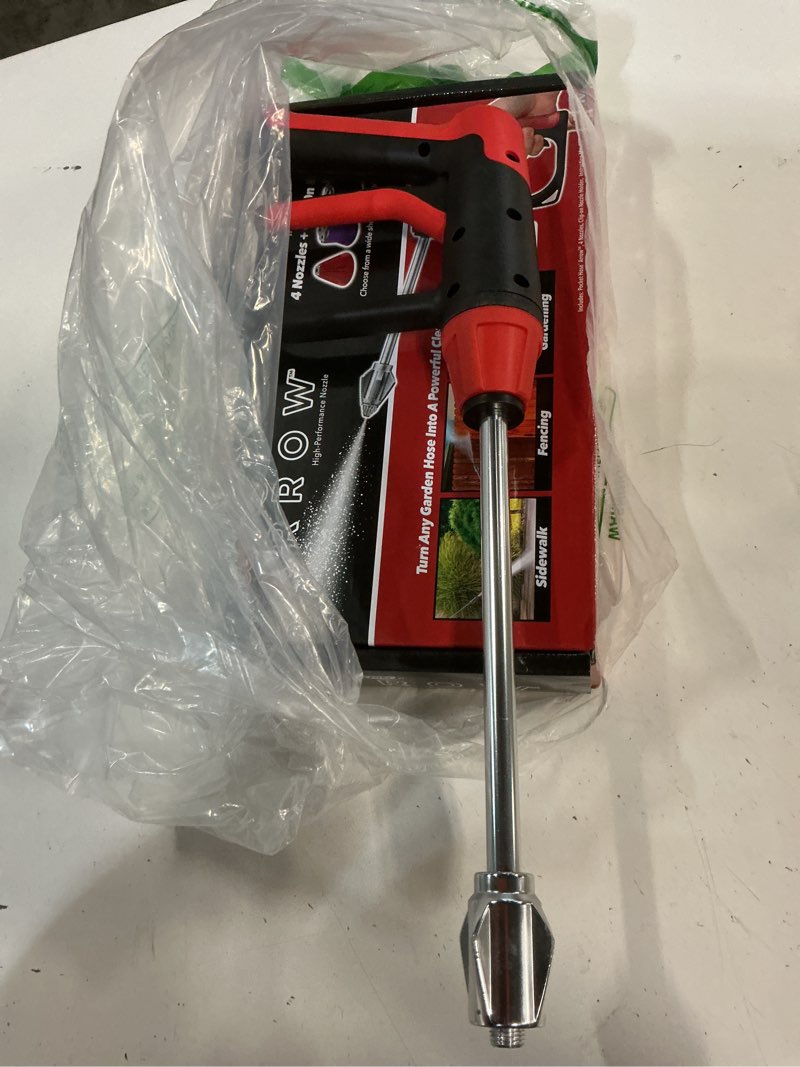 Condition photo showing Good Condition for pocket hose arrow customizable spray nozzle, as seen on tv | flow force tech, 4 precision tips, jet stream to gentle watering, rust-resistant, non-slip grip, ideal for car wash