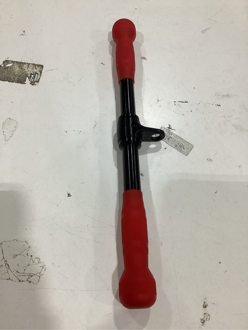 Condition photo showing Good Condition for seleware cable machine attachment set, rotating handles and tricep rope | non slip soft rubber grip, multiple handle options, supports rows, triceps and strength training exercises 18\" black and red rotating straight bar w/ flat rubber handl