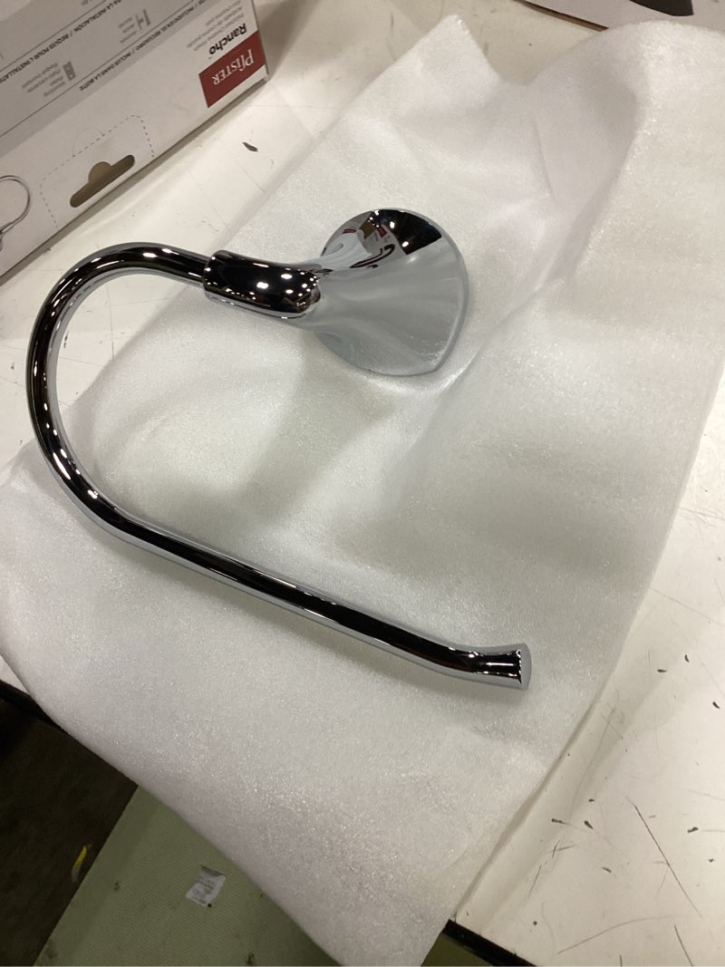 Condition photo showing Good Condition for pfister rancho polished chrome wall mount single towel ring
