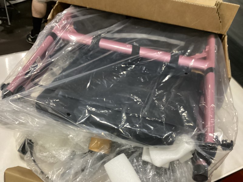 Condition photo showing New/Like New for FlyingJoy Folding Rollator Walker with Seat and Extra Wide Backrest, Rollators with All Terrain Large 8-inch Wheels for Seniors, Rolling Walkers with Cup & Cane Holder, Supports up to 300 lbs (Pink)