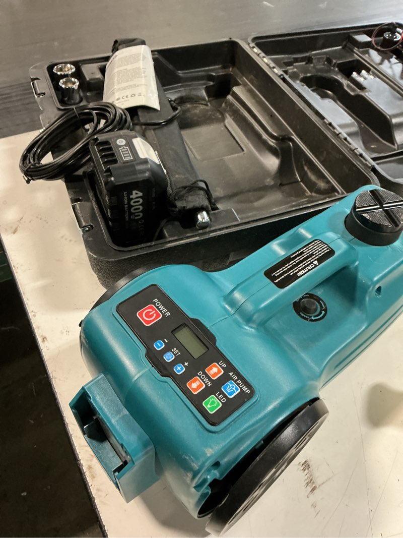 Condition photo showing Good Condition for seesii electric cordless car jack: 5ton 21v battery hydraulic car jack with built-in tire inflator & universal wrench, portable emergency tire change tool for suv sedan mpv pickup truck repair