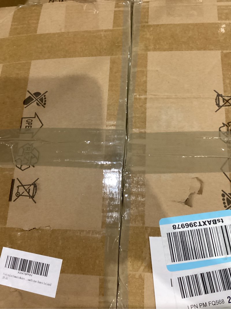 Condition photo showing As Is for Finktonglan 3-Ring Crystal LED Chandelier, Dimmable 3000–6500K, Remote/App, Adjustable Height, 52W I