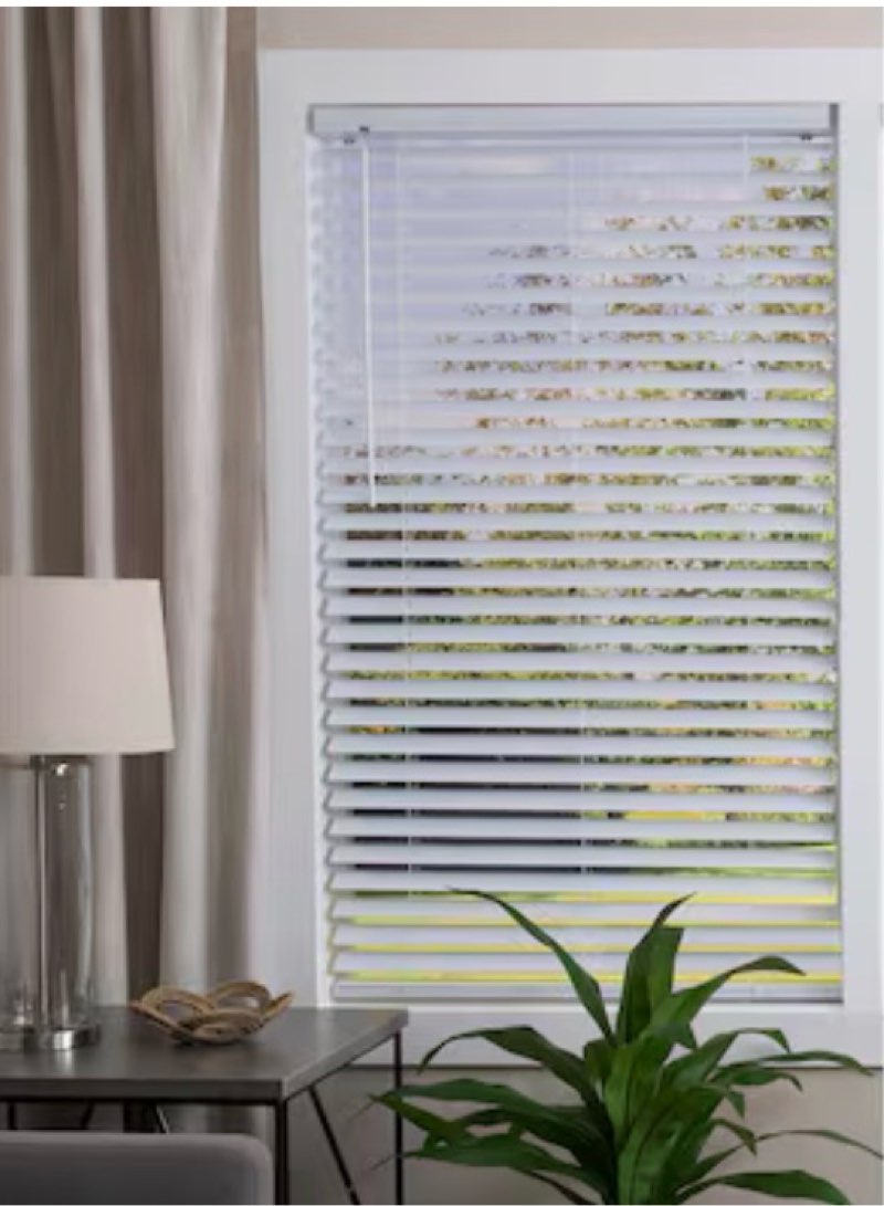 project source premium 2-in slat width 31-in x 64-in cordless white vinyl room darkening horizontal