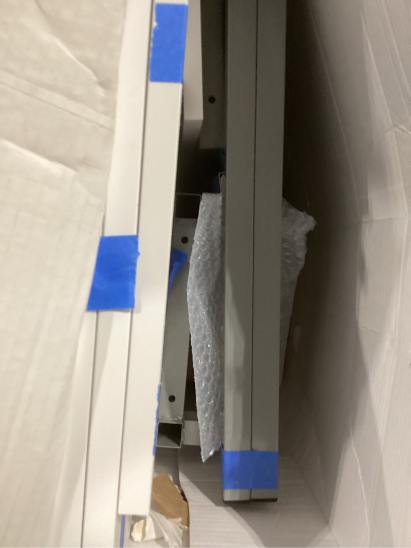 Condition photo showing As Is for Sew Ready Hobby and Cutting Table - 58.75" W x 36.5" D White Arts and Crafts Table with 2 Mesh Storage Drawers, Silver/White