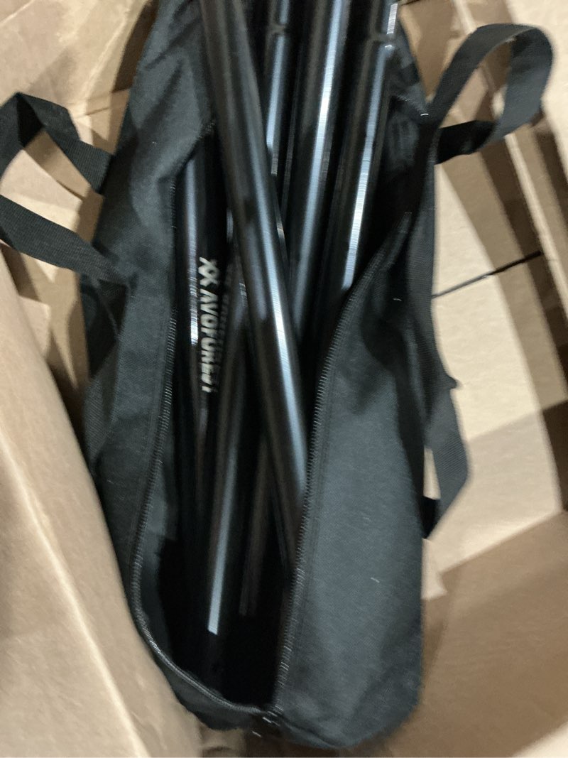 Condition photo showing As Is for avoforest telescopic tarp poles, reinforced locking structure, aluminum, 28mm diameter (81-235cm height), 4-section stepless adjustment, set of 2, end caps, easy height adjustment (just twist), includes dedicated storage bag, compact, camping, outdoor setup tool