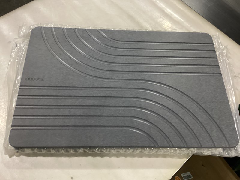 Condition photo showing As Is for Stone Bath Mat, Diatomaceous Earth Non-Slip Stone Shower Mat - Quick Drying Absorbent Bath Mats for Bathroom - Elegant & Modern Design, Easy to Clean (23.5 x 15) - Graphite 23.6" x 15.3" (Rectangular) Flow Graphite