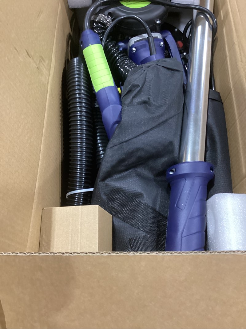 Condition photo showing Good Condition for drywall sander, 2025 upgraded 8-amp popcorn ceiling removal tool with 7 variable speed 800-1800rpm, drywall sander with vacuum dust collector with extendable handle, led light,12pcs sanding discs,blue dark blue