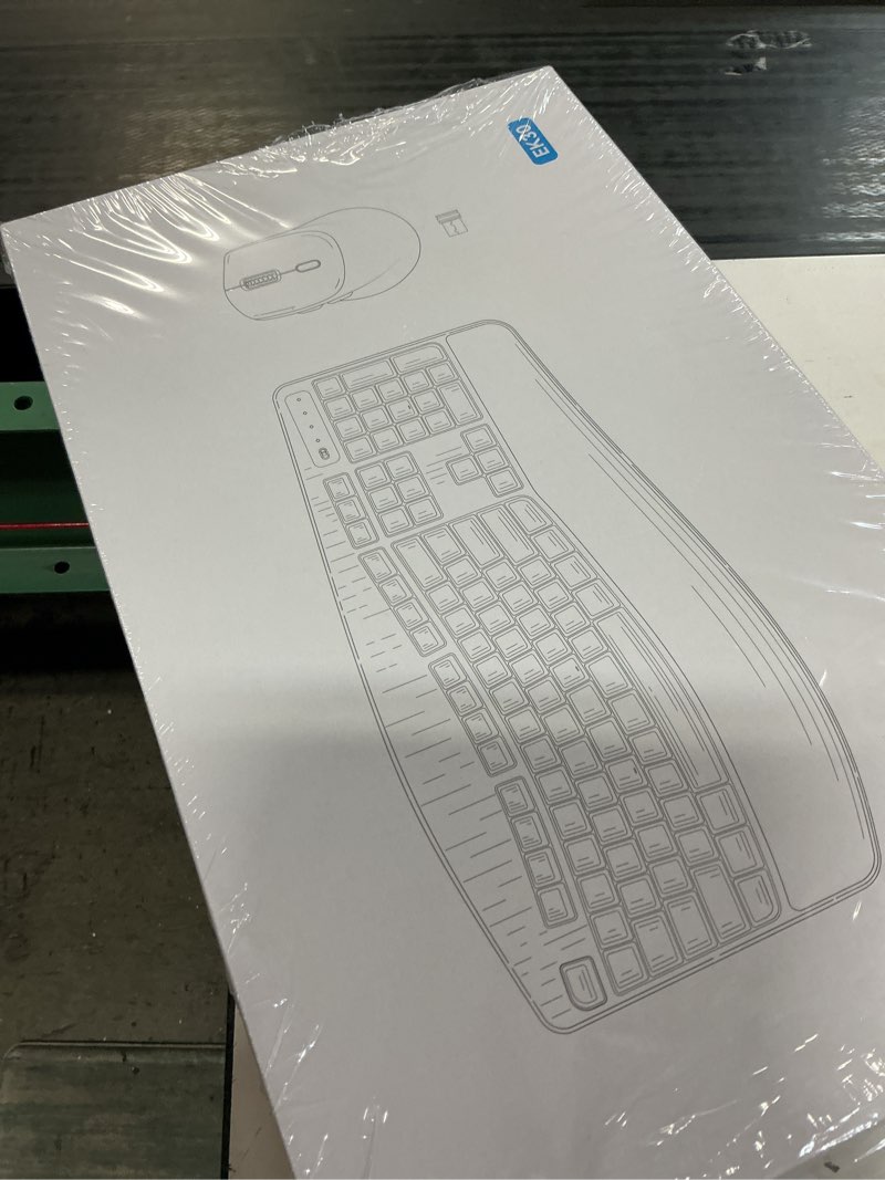 Condition photo showing New/Like New for wireless keyboard and mouse combo,2.4g full size wave keys ergonomic keyboard with wrist rest for natural typing, 3 dpi adjustable ergonomic silent mouse for computer/laptop/windows/mac (gray) graphite gray