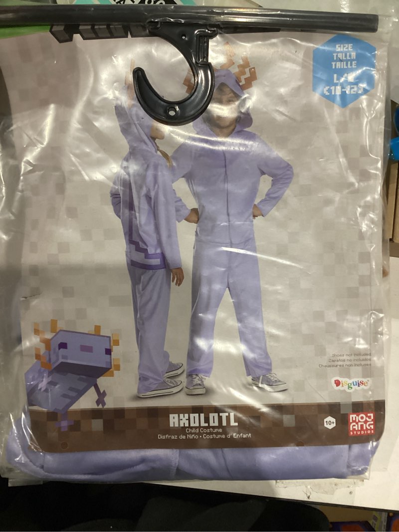 Condition photo showing New/Like New for Disguise Minecraft Axolotl Costume for Kids, Official Minecraft Hooded Jumpsuit Costume Outfit S (10-12)