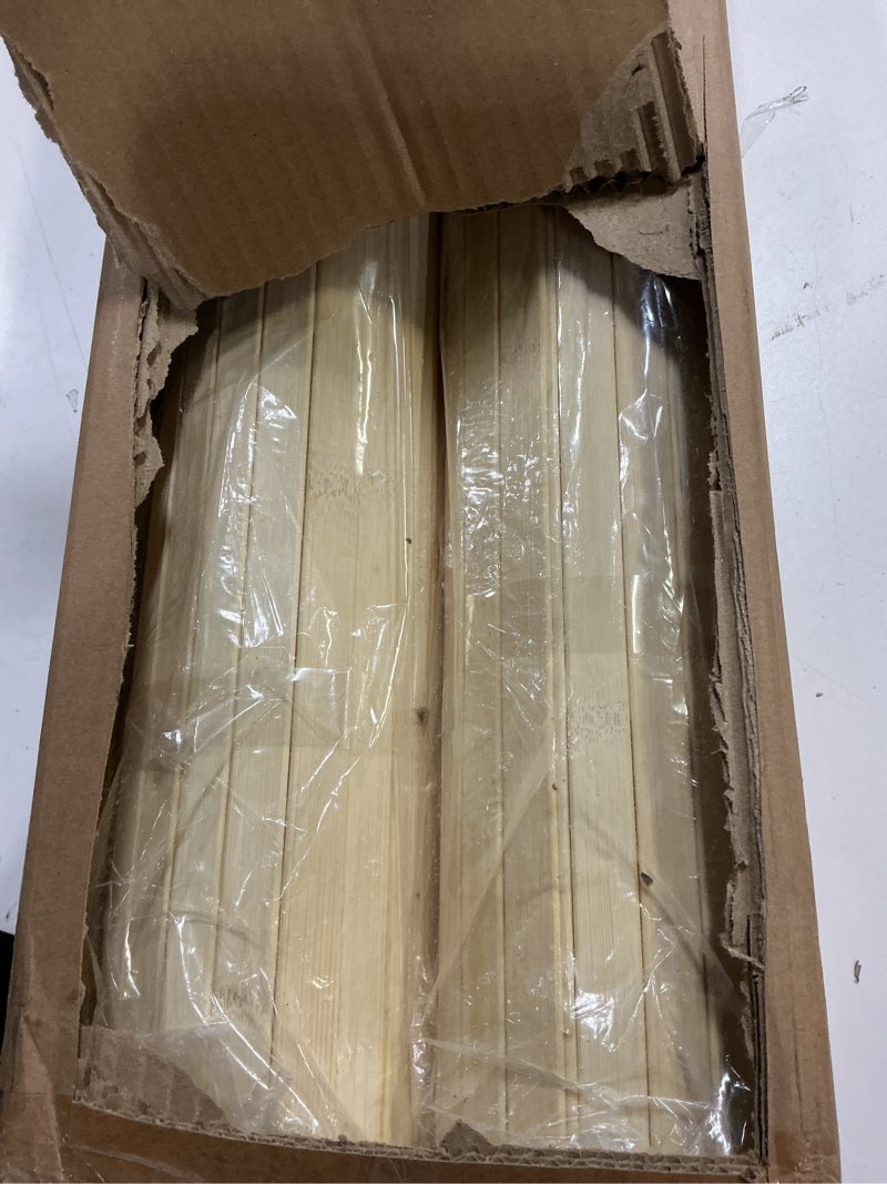 Condition photo showing item condition for Art3d Natural Bamboo Wall Panel for Interior Wall Decor, Renewable Pole Wrap Wainscoting Paneling for Wall Ceiling Furniture Cabinet Office, 48 x 96 Inch, 2-Pack - Raw 2-48" x 96" Raw