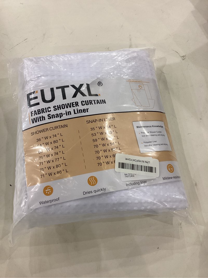 eutxl long no hook shower curtain with snap in liner,230gsm waffle weave shower curtains for bathroo