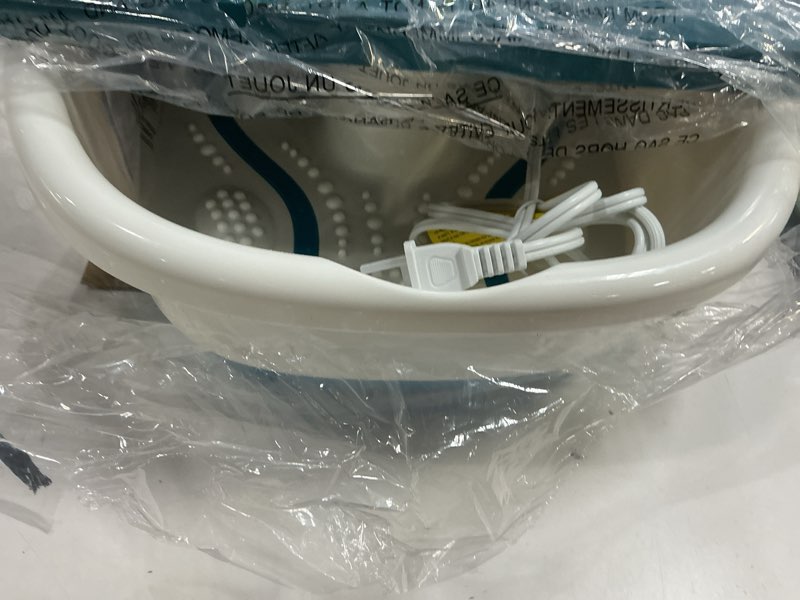 Condition photo showing As Is for homedics bubble mate foot spa, toe touch controlled foot bath with invigorating bubbles and splash proof, raised massage nodes and removable pumice stone