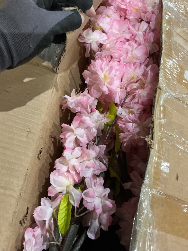 Condition photo showing Good Condition for faux pink cherry blossom tree 6.5ft(78in) tall artificial plant indoor decor handmade natural fake sakura tree for wedding realistic silk cherry floral in pot for home living room,office,outdoor decor cherry blossom(pink 6) 6.5ft