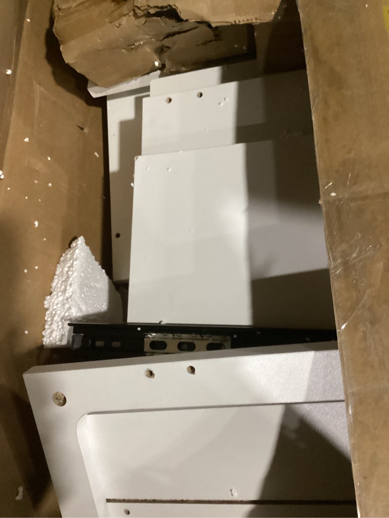 Condition photo showing As Is for comhoma makeup vanity desk with mirror and lights, small 3 in 1 vanity table with visible glass top, flip top & 3 drawers, compact dresser with storage stool for bedroom, office or nightstand