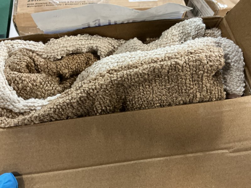 Condition photo showing As Is for miulee pack of 4 decorative textured boucle throw pillow covers 20x20 inch neutral brown accent solid pillow cases couch cushion covers for modern farmhouse boho chair sofa bed livingroom home decor 20" x 20" (pack of 4) neutral brown